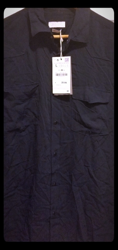 Zara man black lightweight button down shirt